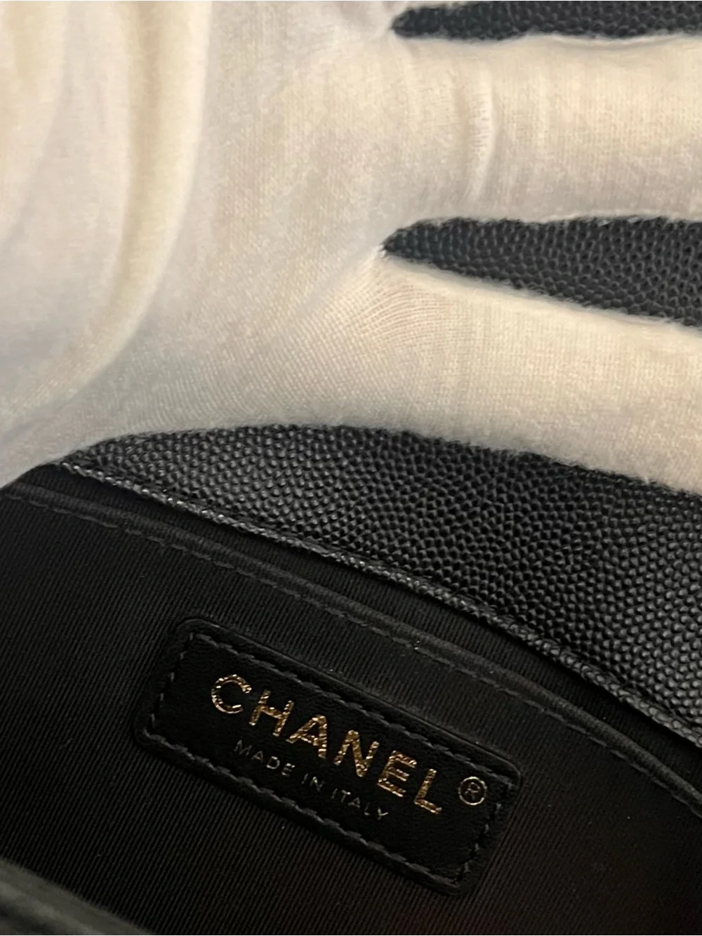 Chanel Caviar Black Medium Boy Bag with Antique Gold Hardware